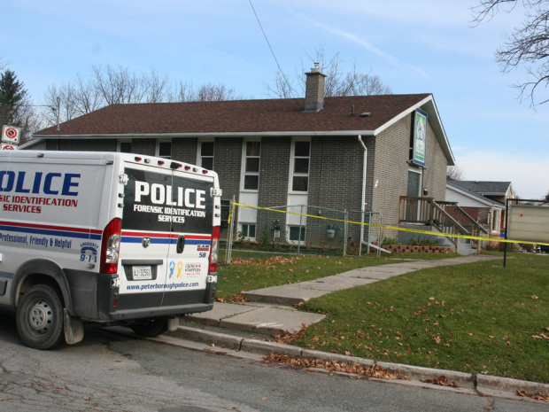 Police and fire officials remain on the scene outside Peterborough's mosque on Parkhill Rd. Wl on Sunday November 15, 2015. A fire at the city's Muslims' pace of workship Saturday night remains under investigation. Kennedy Gordon/Peterborough Examiner/Postmedia Network